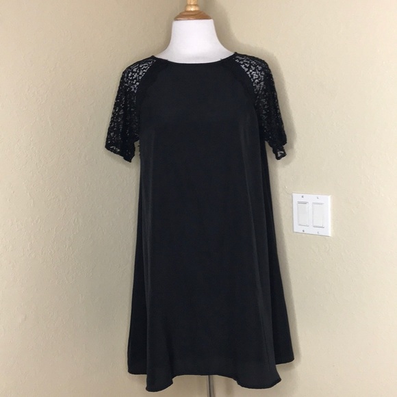 LUCKY BRAND A Line Black Lace Arm Dress M - Picture 1 of 8